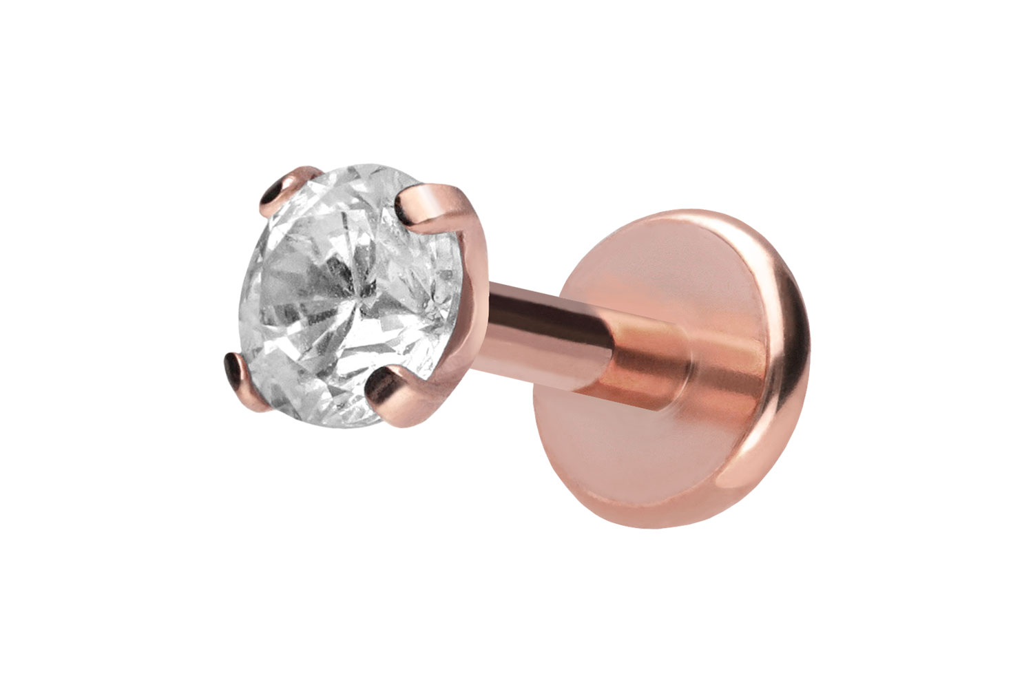 Titan Labret Piercing mit Push Fit EINGEFASSTER KRISTALL